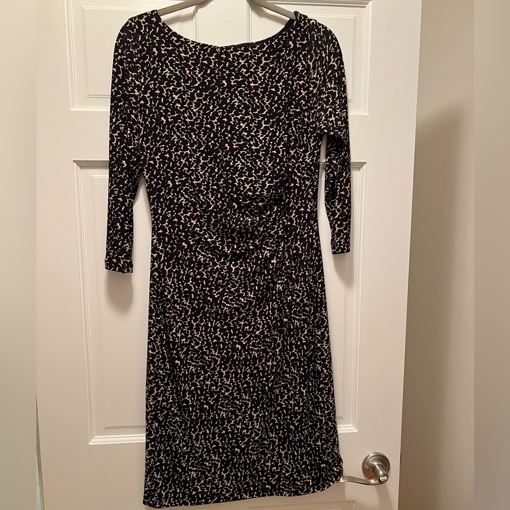 Lauren Ralph Lauren Black and Cream Long Sleeve Dress